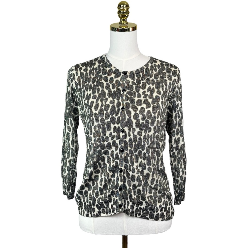 Joseph A giraffe print sparkly cardigan size L